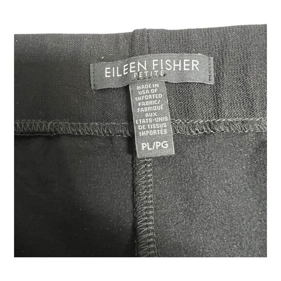 Eileen Fisher Pull On Washable Stretch Crepe Ankle Zip Pants Black PL Viscose - Picture 8 of 8
